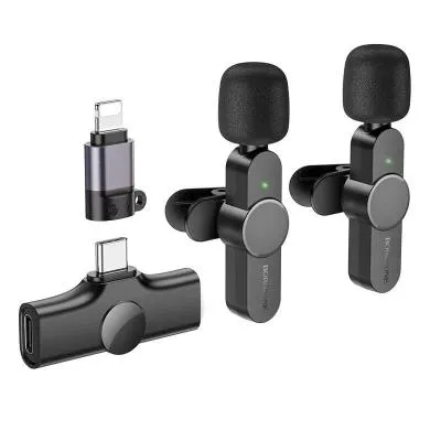 Беспроводной петличный микрофон Borofone BFK12 Stream микрофон + приемник 2 в 1 для Lightning/Type-C черный