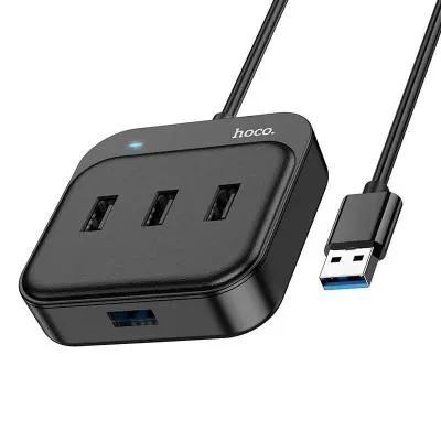 Разветвитель адаптер переходник USB HUB Хаб HOCO HB31 USB 3.0 to USB 3.0+USB 2.0x3шт черный 1.2м