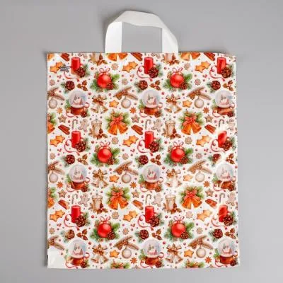 Пакет "Светлый коллаж", полиэтиленовый с петлевой ручкой, 40х36 см, 37 мкм 4526674