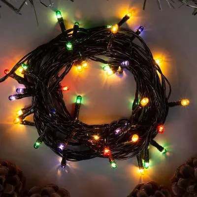 Гирлянда светодиодная 5 м провод темный LED-50 220V свечение мульти 8 режимов (1585772)