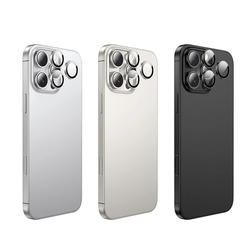 фото Защитное стекло на камеру для iphone 15 Pro (6.1)/15 Pro Max (6.7) HOCO V13 3D с металлической рамкой темно-серое