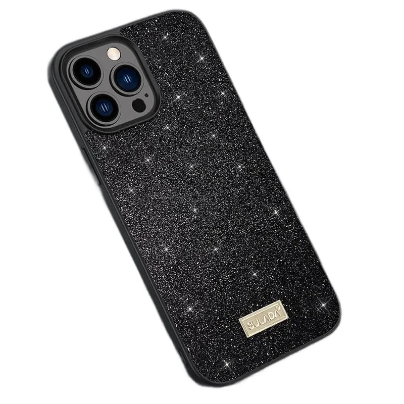 фото Чехол накладка для Samsung S22 SULADA Glittering Powder силикон+пластик черная с блеском, черный бампер