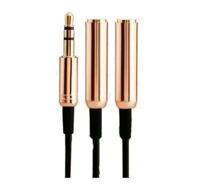 Аудио-кабель разветвитель для наушников Ealdom ET-AUX201 0,4м черный с золотом