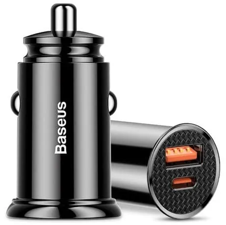 Изображение Автомобильное зарядное устройство Baseus Circular Metal PD3.0 30W+QC3.0 QC4.0 PPS / Type-C USB-C+USB черное CCYS-C01 фото Автомобильное зарядное устройство Baseus Circular Metal PD3.0 30W+QC3.0 QC4.0 PPS / Type-C USB-C+USB черное CCYS-C01