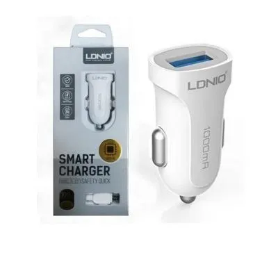 Автомобильное зарядное устройство + кабель Lightning 8 pin LDNIO DL-C17 1USB 1A белый