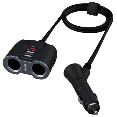Разветвитель Ritmix RM-23XQC 2 прикуривателя 2USB+1USB QC3.0 черное