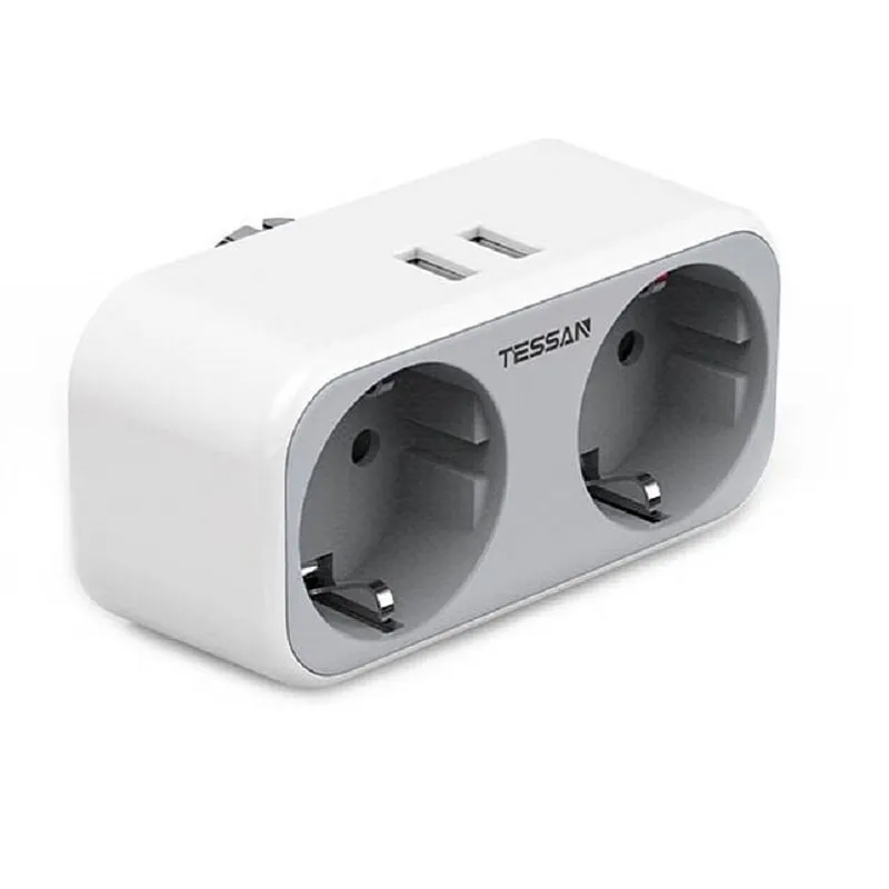Сетевой фильтр TESSAN TS-321-DE 2 гнезда + 2 USB серый Сетевой фильтр TESSAN TS-321-DE 2 гнезда + 2 USB серый