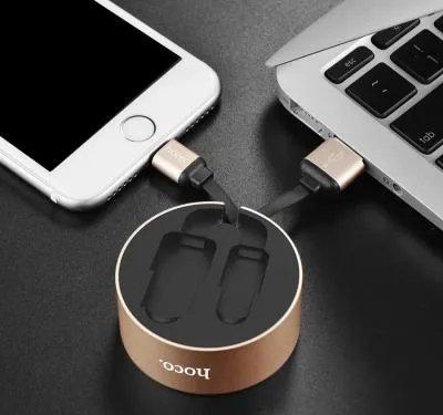 Кабель для зарядки Micro USB HOCO U23 рулетка плоский черный