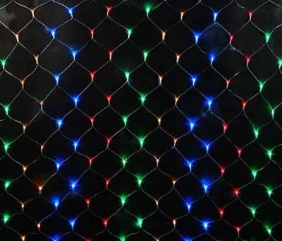 Гирлянда светодиодная сетка 1,5x1,5 м провод прозрачный LED-160 220V 8 режимов разноцветная