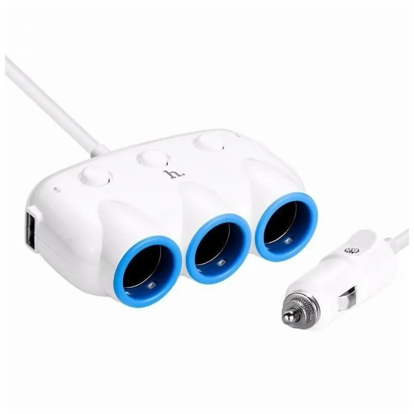 Изображение Разветвитель HOCO C1 3 прикуривателя + 2USB 3,1A сайта akstel.ru фото Разветвитель HOCO C1 3 прикуривателя + 2USB 3,1A