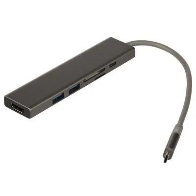 Разветвитель адаптер переходник концентратор Type-C HUB Хаб Qumo Dock 7 HB-0008 темно-серый металл