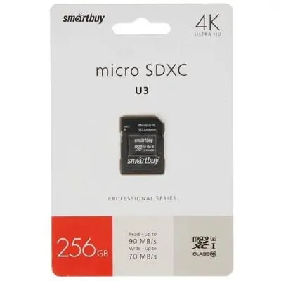 Карта памяти Smartbuy MicroSDXC Class 10 U3 V30 A1 R/W 90/55MB/s 256Gb   Карта памяти Smartbuy MicroSDXC Class 10 U3 V30 A1 R/W 90/55MB/s 256Gb