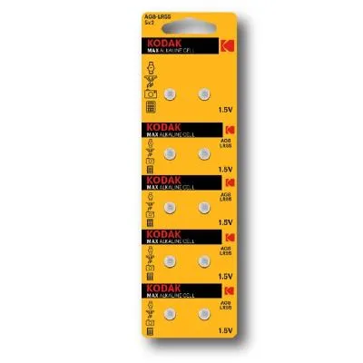 Батарейка Kodak алкалиновая AG8 (391) LR1120, LR55 (KAG8-10) Max Батарейка Kodak алкалиновая AG8 (391) LR1120, LR55 (KAG8-10) Max