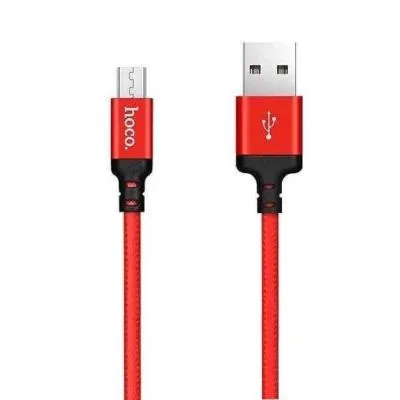 Кабель для зарядки Micro USB HOCO X14 1м плетеный красно-черный
