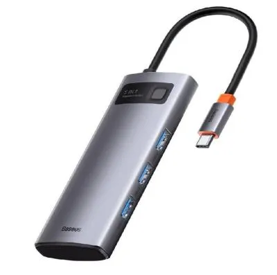 Разветвитель адаптер переходник концентратор Type-C HUB Хаб Baseus CAHUB-CX0G док станция 5в1 серый