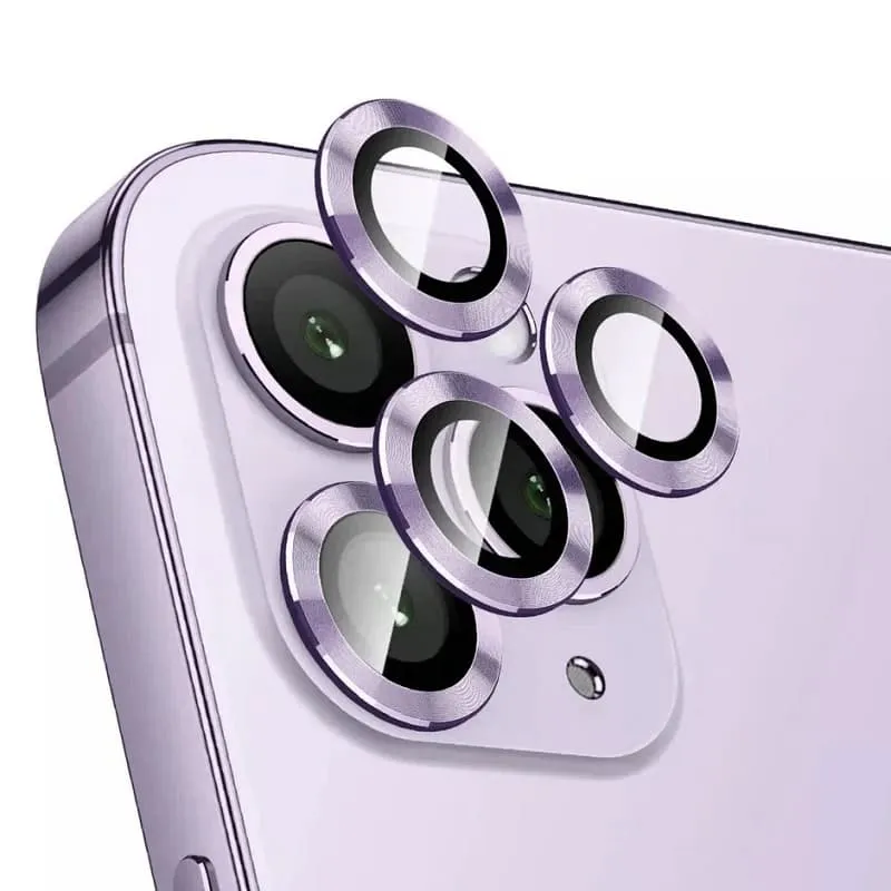 фото Защитные стекла на линзы для камеры iphone 12 (6.1) Lanxiu с фиолетовой металлической окантовкой