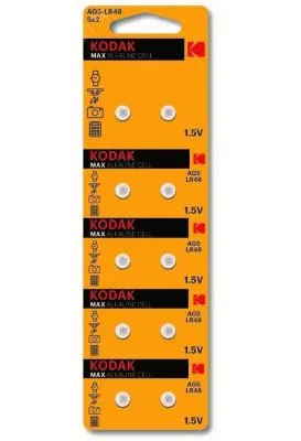 Батарейка Kodak алкалиновая AG5 (393) LR754, LR48 (KAG5-10) Max Батарейка Kodak алкалиновая AG5 (393) LR754, LR48 (KAG5-10) Max