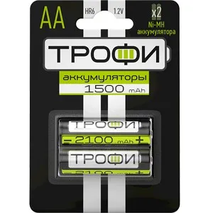 Батарейка аккумуляторная Трофи HR6-2BL 1500mAh Green Power никель-металлгидридный Батарейка аккумуляторная Трофи HR6-2BL 1500mAh Green Power никель-металлгидридный