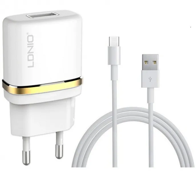 фото Сетевое зарядное устройство + кабель Type-C LDNIO DL-AC52 2USB 2.4A белый 