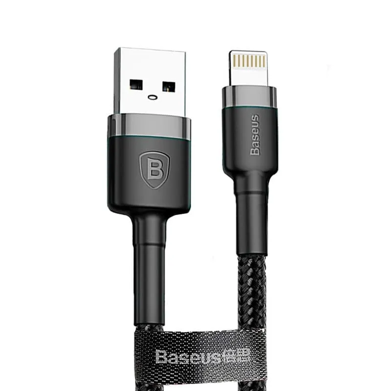 Кабель для зарядки iphone Lightning Baseus Cafule CALKLF-RG1 2A 3м черно-серый Кабель для зарядки iphone Lightning Baseus Cafule CALKLF-RG1 2A 3м черно-серый