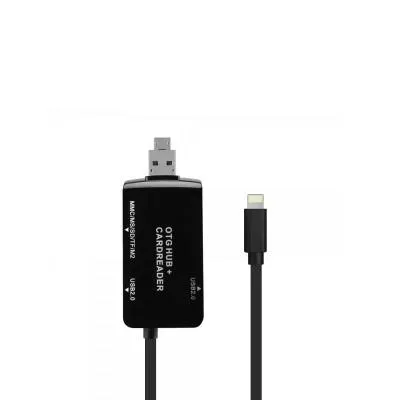 Картридер OT-2539 для iP Lightning на Micro USB/SD/TF/USB черный 