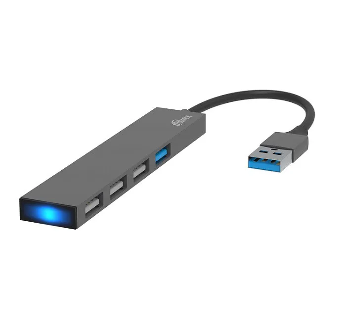 Разветвитель адаптер переходник USB HUB Хаб Ritmix HUB 4 порта CR-4406 серый металл