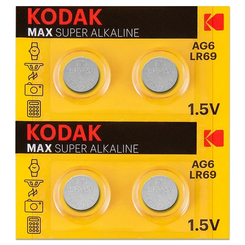 Батарейка Kodak алкалиновая AG6 (370) LR920, LR69 (KAG6-10) Max Батарейка Kodak алкалиновая AG6 (370) LR920, LR69 (KAG6-10) Max