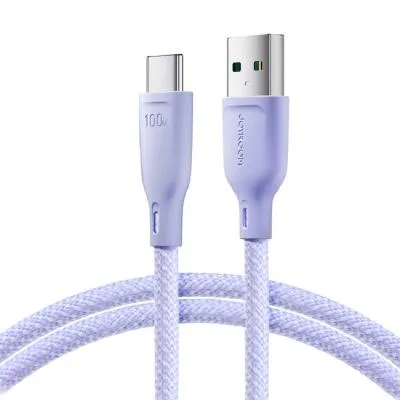 Кабель для зарядки Type-C USB Joyroom SA34-AC6 1м 100W нейлоновая оплетка фиолетовый
