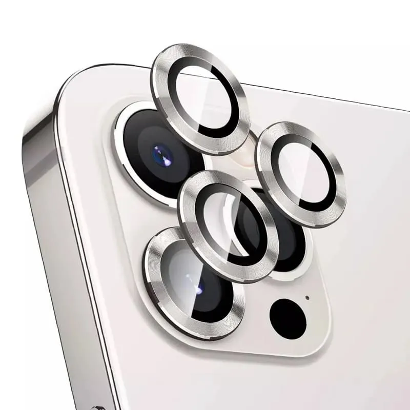 фото Защитные стекла на линзы для камеры iphone 14 (6.1)/14 Plus (6.7) Lanxiu с серебристой металлической окантовкой