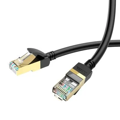 Кабель для интернета Патч-корд UTP Hoco US02 Gigabit RJ45 CAT.6 1м сетевой провод патчкорд черный