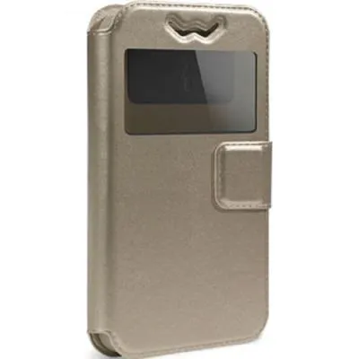 Универсальный чехол-книжка Gresso Норман гориз.с силикон. шеллом (размер 5,5-6) золото