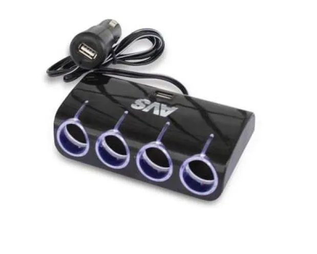 Изображение Разветвитель прикуривателя 12/24 (4 выхода+2 USB 2А+1А с проводом) CS410U AVS сайта akstel.ru фото Разветвитель прикуривателя 12/24 (4 выхода+2 USB 2А+1А с проводом) CS410U AVS