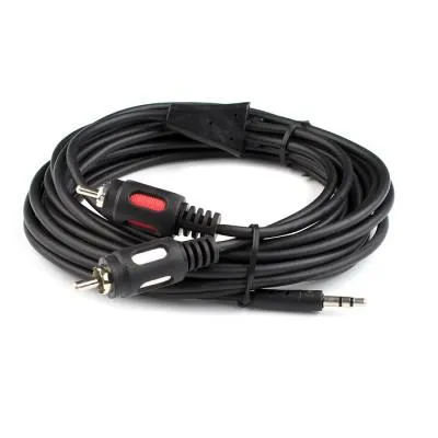 Аудио-кабель Atcom AT0709 AUX Jack 3.5 - 2RCA тюльпаны 5m черный