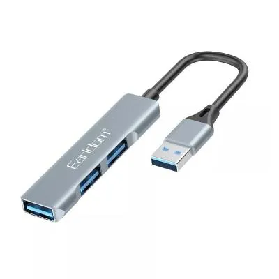 Разветвитель адаптер переходник USB HUB Хаб Ealdom ET-HUB09 3 порта USB 3.0 серебро