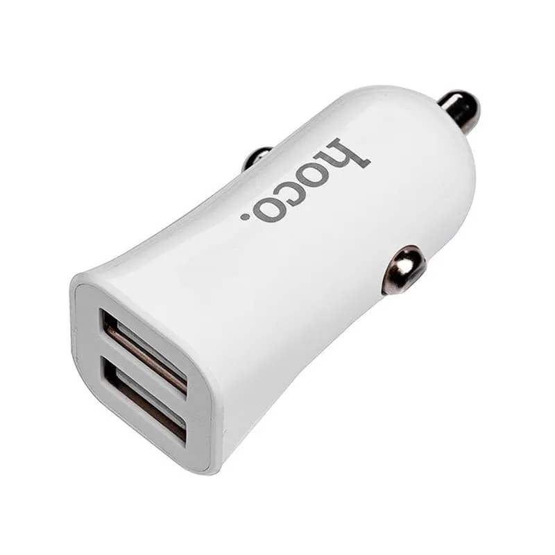 Изображение Автомобильное зарядное устройство + кабель Micro USB HOCO Z12 2USB 2,4A белый фото Автомобильное зарядное устройство + кабель Micro USB HOCO Z12 2USB 2,4A белый