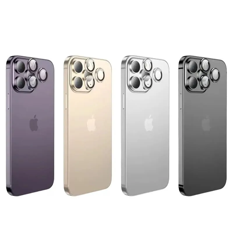 фото Защитное стекло на камеру для iphone 14 (6.1)/14 Plus (6.7) HOCO V12 Plus 3D прозрачное с металлической черной окантовкой линзы