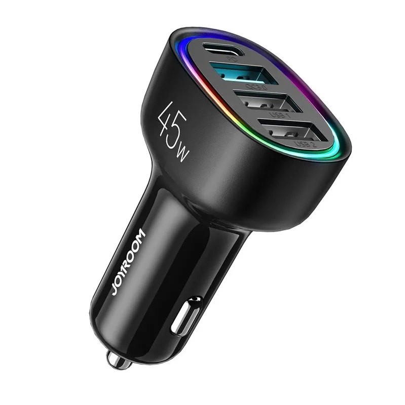 Изображение Автомобильное зарядное устройство Joyroom JR-CL09 PD 45W+QC3.0+2USB 3A / Type-C USB-C+3USB черное фото Автомобильное зарядное устройство Joyroom JR-CL09 PD 45W+QC3.0+2USB 3A / Type-C USB-C+3USB черное