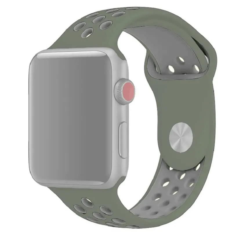 Ремешок для Apple Watch 42/44/45/49mm Sport зелено-серый Ремешок для Apple Watch 42/44/45/49mm Sport зелено-серый