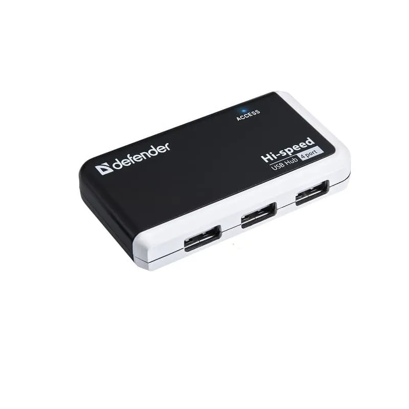 Разветвитель адаптер переходник USB HUB Хаб DEFENDER Quadro Infix 4 порта USB 2.0 + питание черный с белым Разветвитель адаптер переходник USB HUB Хаб DEFENDER Quadro Infix 4 порта USB 2.0 + питание черный с белым