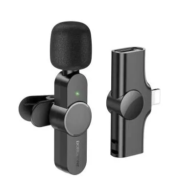 Беспроводной петличный микрофон Borofone BFK12 iPH Stream микрофон + приемник для Lightning черный
