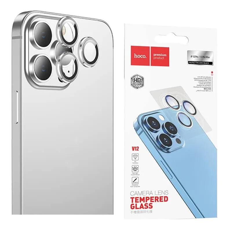 фото Защитное стекло на камеру для iphone 13 Pro (6.1)/13 Pro Max (6.5) HOCO G13 3D прозрачное с черной окантовкой тех пак