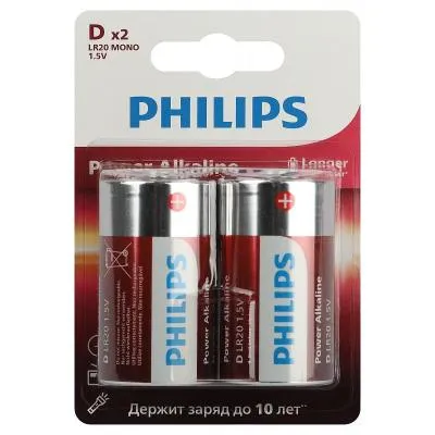 Батарейка Philips алкалиновая LR20-2BL 1.5v Батарейка Philips алкалиновая LR20-2BL 1.5v