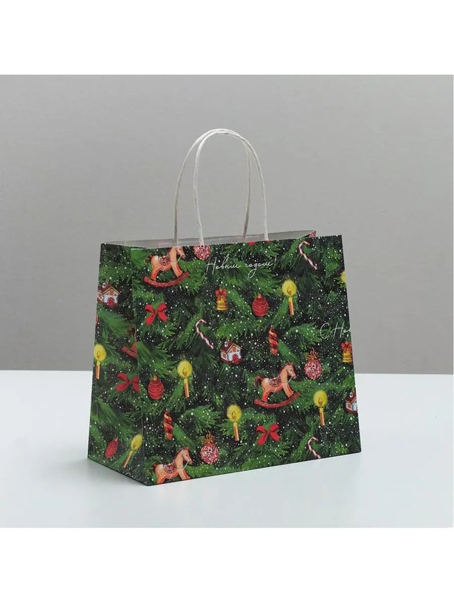 Пакет подарочный крафтовый «Новогодний» 