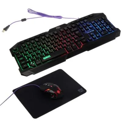 Набор проводной игровой Qumo Mystic K58/M76 клавиатура 104+10 клавиш+мышь+коврик, подсветка Набор проводной игровой Qumo Mystic K58/M76 клавиатура 104+10 клавиш+мышь+коврик, подсветка