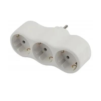 Сетевой разветвитель Тройник ЭРА SPx-3e-W с заземлением 3 гнезда 16А белый