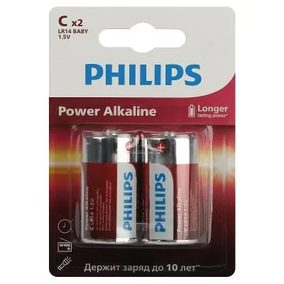 Батарейка Philips алкалиновая LR14-2BL 1.5v Батарейка Philips алкалиновая LR14-2BL 1.5v