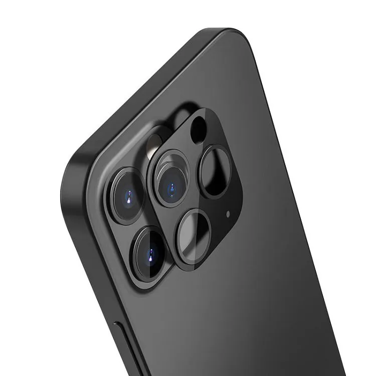 фото Защитное стекло на камеру для iphone 12 Pro Max (6.7) HOCO A18 3D с металлической рамкой черное