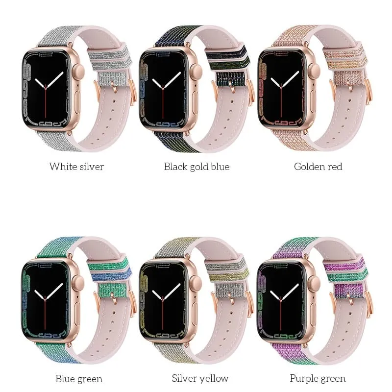 Ремешок для Apple Watch 38/40/41mm HOCO WA11 Diamond series серебро с золотой пряжкой Ремешок для Apple Watch 38/40/41mm HOCO WA11 Diamond series серебро с золотой пряжкой
