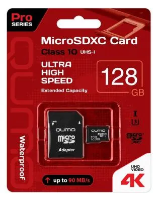 Карта памяти QUMO MicroSDXC Class 10 90/70Mb/s UHS-I U3 Pro seria 3.0 128Gb Карта памяти QUMO MicroSDXC Class 10 90/70Mb/s UHS-I U3 Pro seria 3.0 128Gb