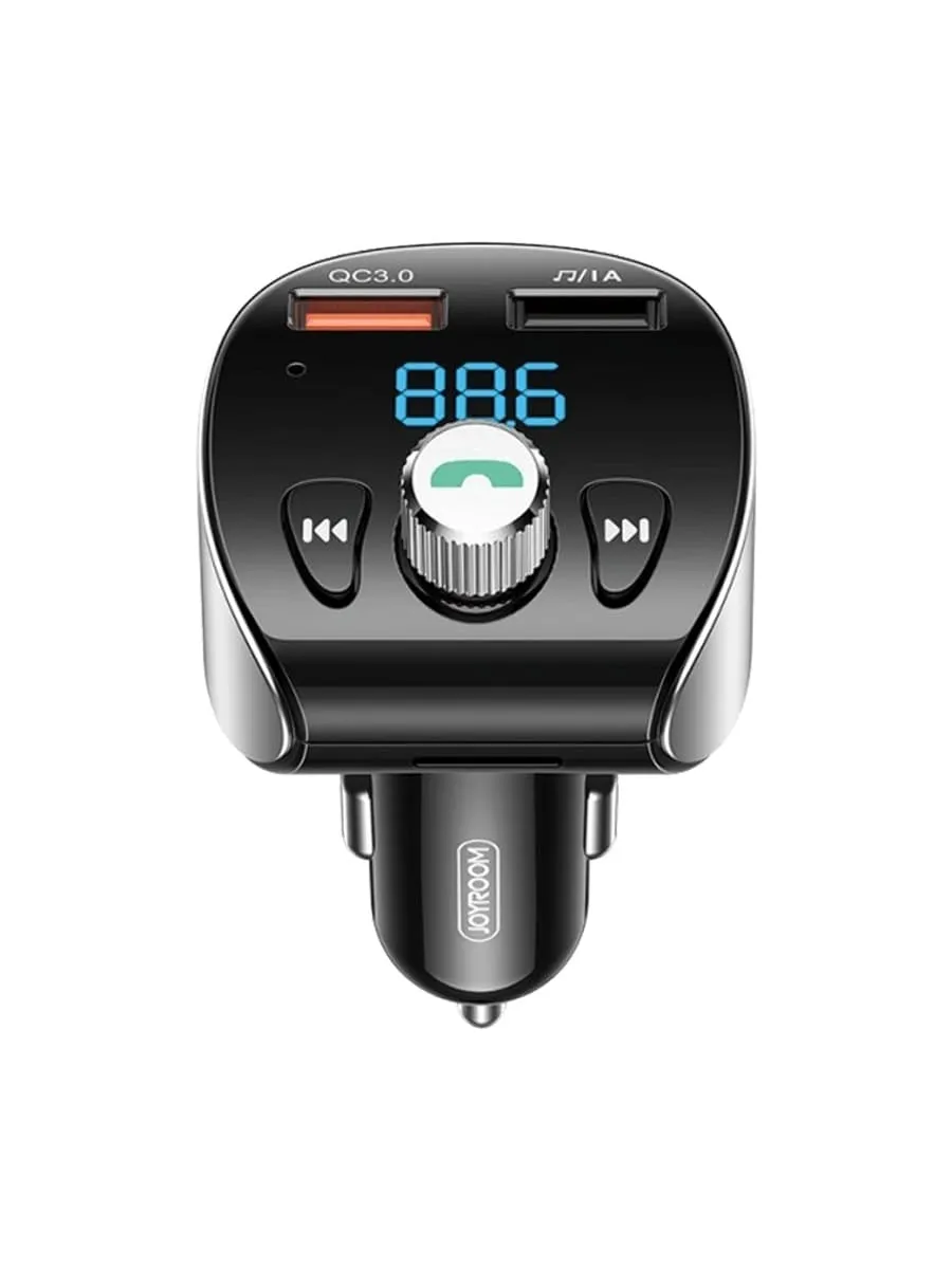 Изображение FM трансмиттер bluetooth модулятор Joyroom JR-CL02 USB + USB QC3.0 18W сайта akstel.ru фото FM трансмиттер bluetooth модулятор Joyroom JR-CL02 USB + USB QC3.0 18W